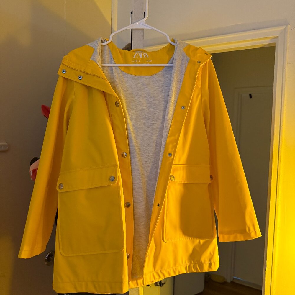 Zara Women's Yellow Raincoat Size 13-14